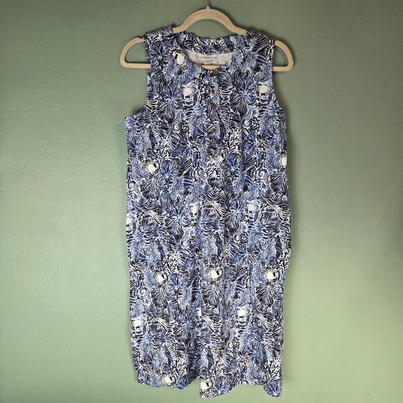 J. Jill Dresses & Skirts - J Jill Womens M Sleeveless Henley Dress Blue Marine Coastal Garden Vacation